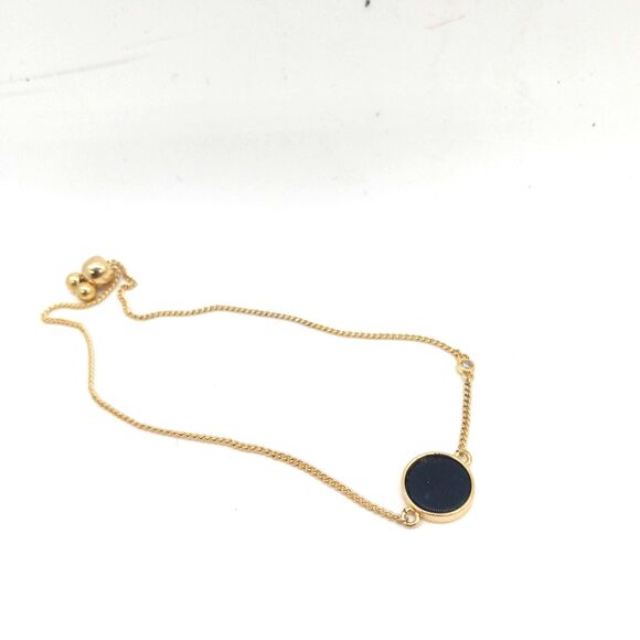 Black Onyx Bracelet Gold Dainty Chain Natural Onyx - Picture 1 of 4
